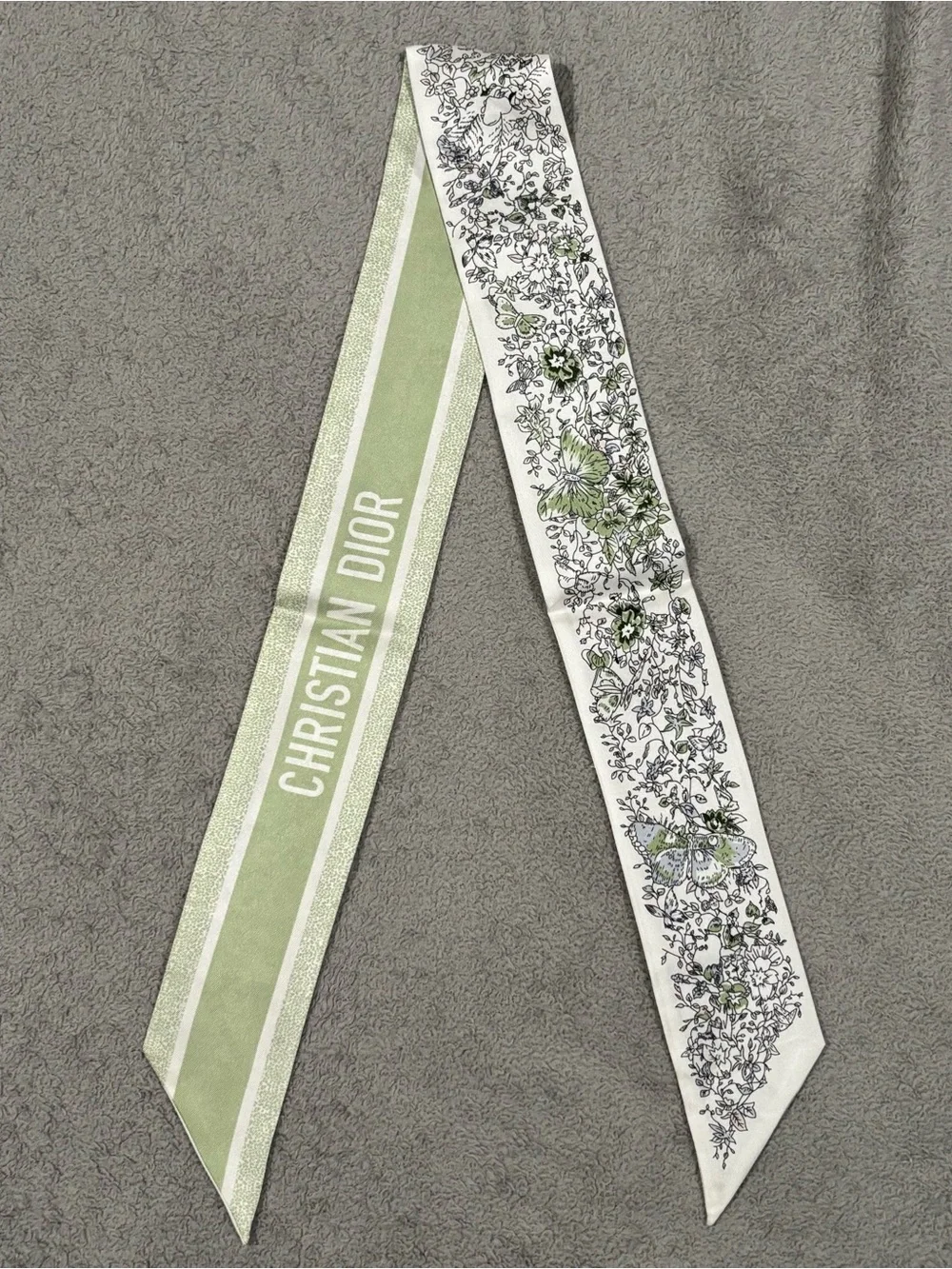 Christian Dior Mitzah Scarf Butterflies Around the World Green White